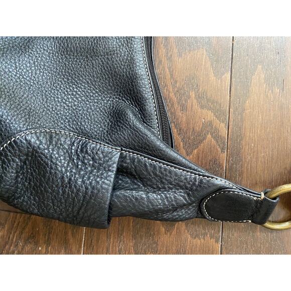 Clarks Leather Purse Pebbled Handbag Black Sling Woven Braided Bag Hobo Y2k - Picture 13 of 13